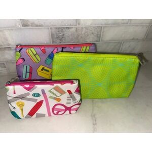 Set of 3 CLINQUE Makeup Bags Fun Patterns, NEW